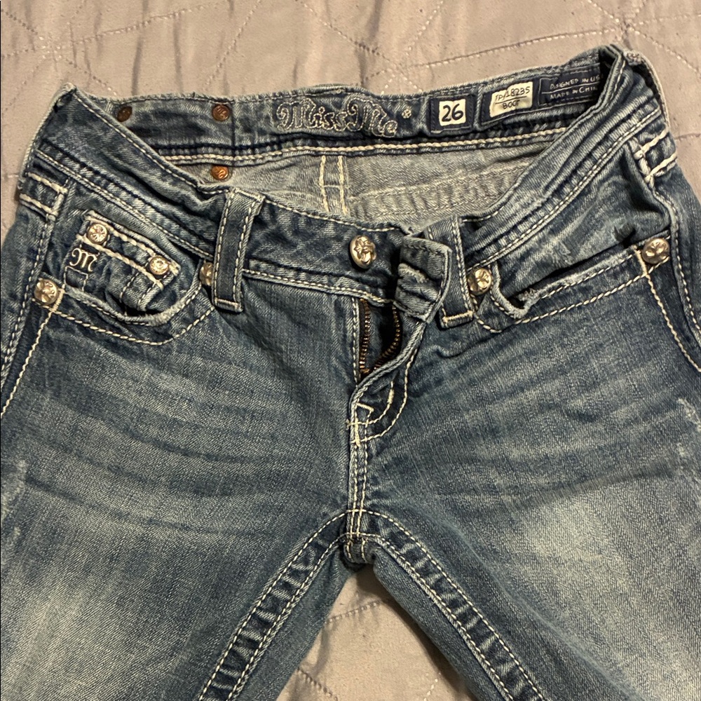 Miss Me Women's Distressed Blue Boot Cut Jeans